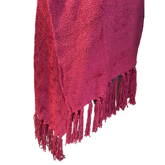 Maroon / Burgundy red Life Styles Plush Chenille Throw Blanket 50x60 - Picture 3 of 16